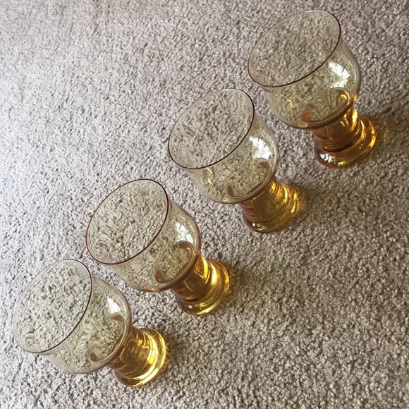 Vintage LENOX Clarion Yellow Blown Crystal Goblets *Set of 4* - Picture 3 of 14